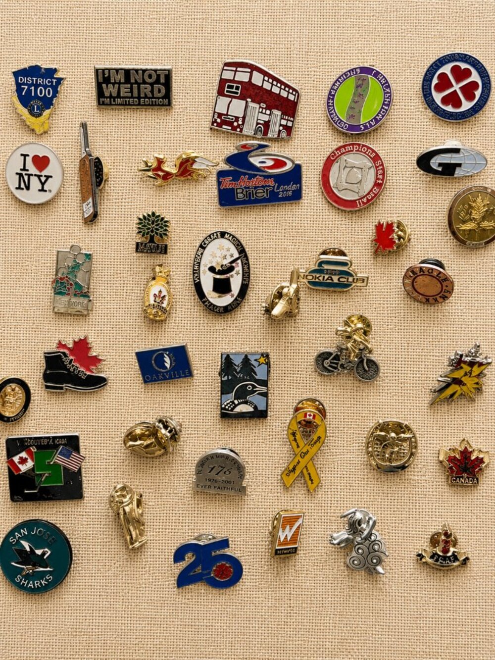 💎Huge Vintage Lapel Pin & Collectible Pin Lot Travel, Corporate, Canada, Tims